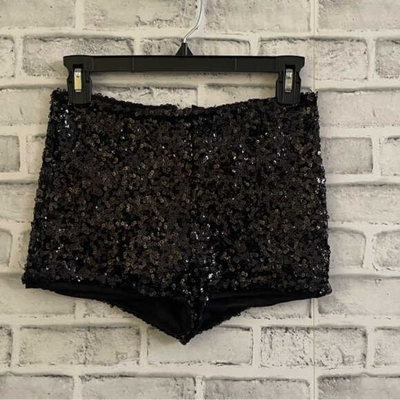 Women’s Charlotte Russe viral Y2K black sequin shorts Medium - Picture 1 of 4